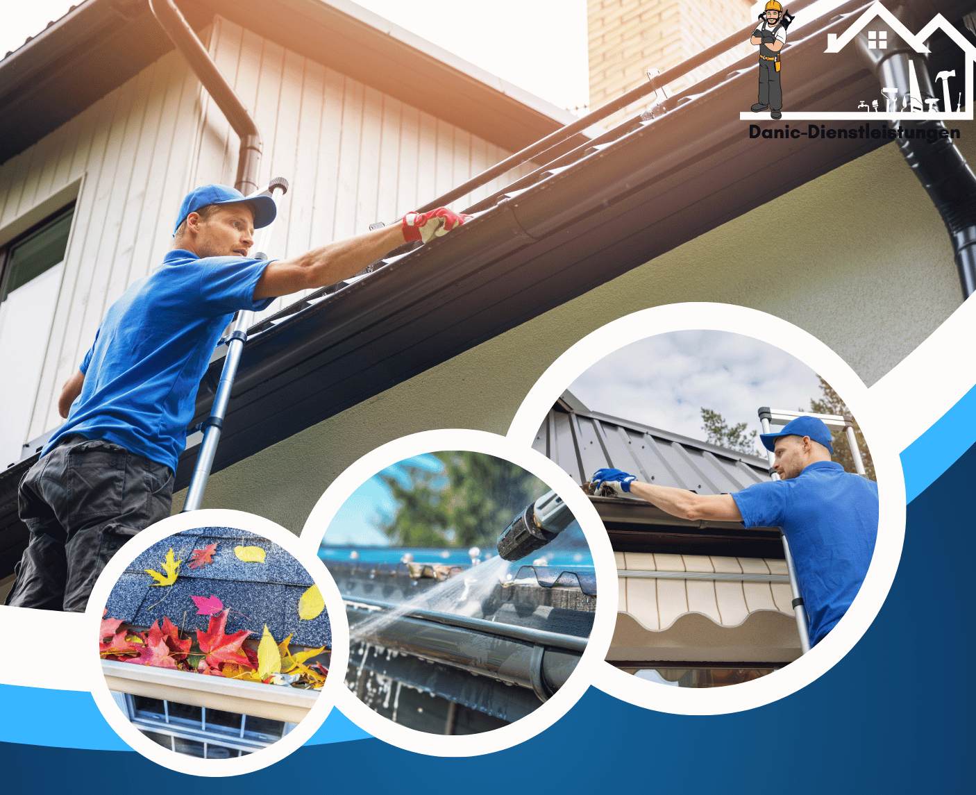 Blue and White Modern Gutter Cleaning Service Flyer
